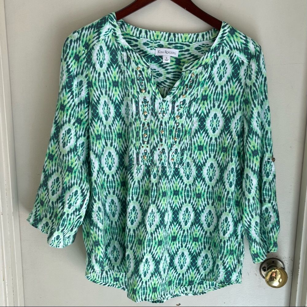 KIM Rogers | Color Was Green and Blue studded Top